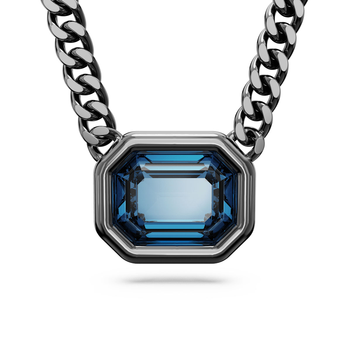 Swarovski Millenia pendant, Octagon cut, Blue, Ruthenium